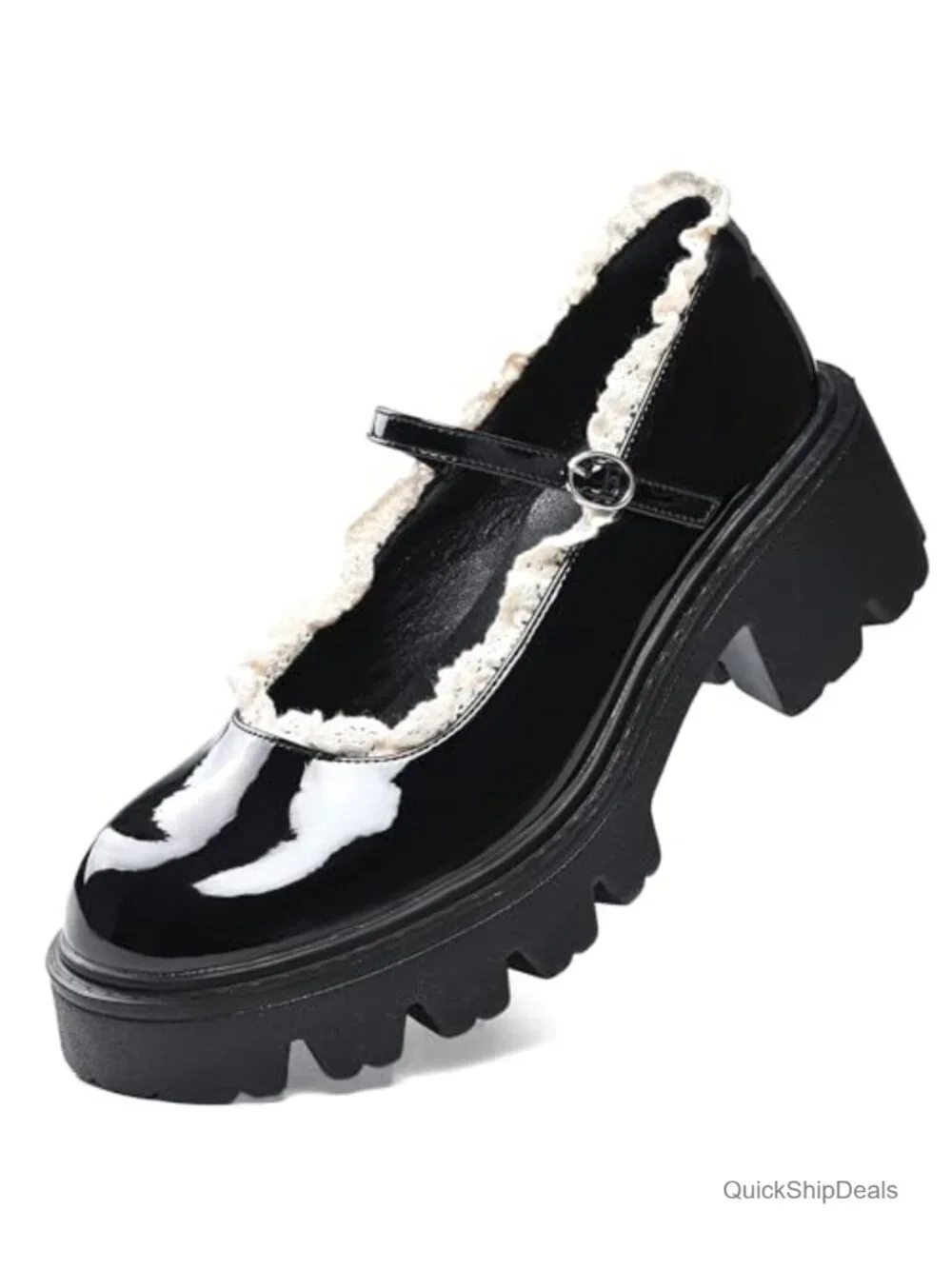 Chunky Platform Mary Jane Heels Women's PU Dress Pumps